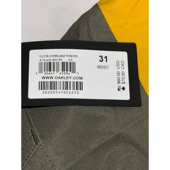 Oakley Mens Ollie Block Melange 18" Board Shorts, Yellow/Grey, Size 31, NWT - Picture 3 of 4